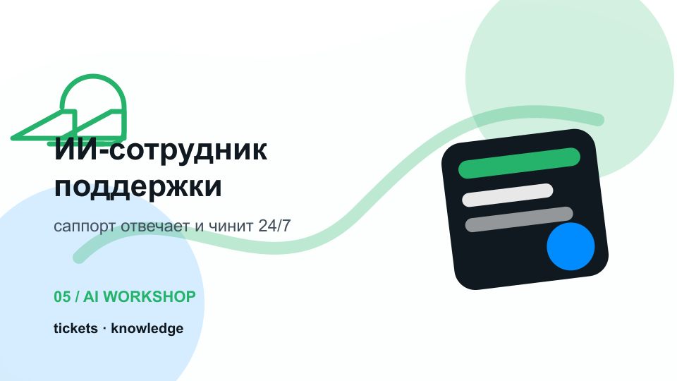 ИИ-сотрудник технической поддержки — визуальная карточка воркшопа KT.Team